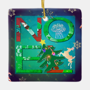 Noel Christmas + Photo Ceramic Ornament