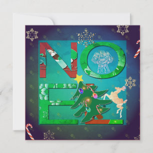 Noel Christmas + Photo Flat Holiday Card 