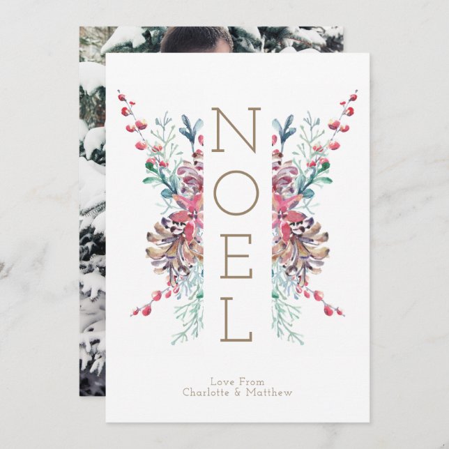 Noel Christmas Photo Personalised Winter Invitation (Front/Back)