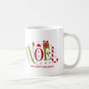 Noel colourful and fun typography resign coffee mug
