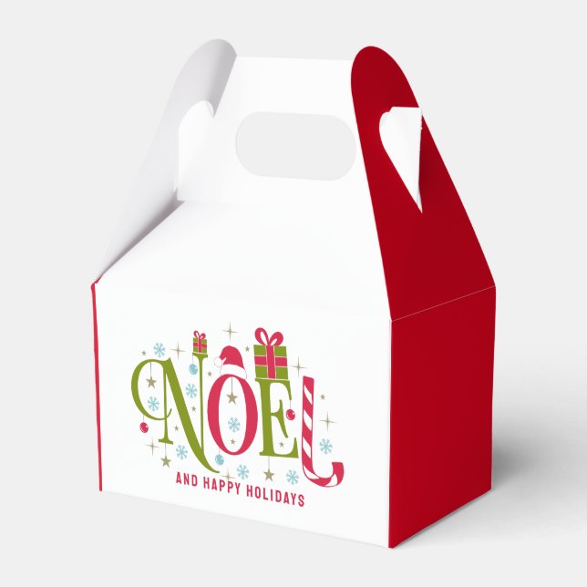 Noel colourful and fun typography resign favour box (Front Side)