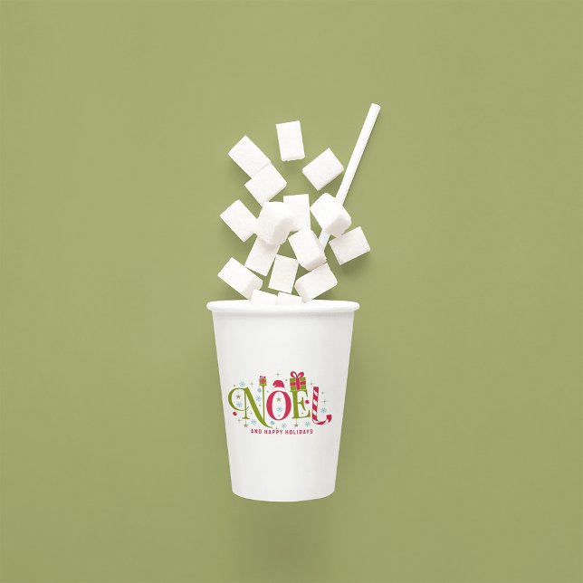 Noel colourful and fun typography resign paper cups (Creator Uploaded)