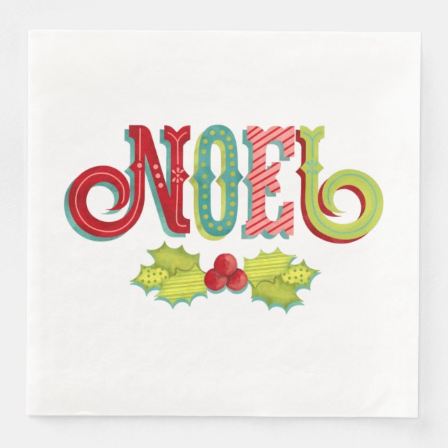 Noel Colourful Christmas Napkin (Front)