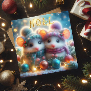 Noel Cute Christmas Mouse Religious Christmas Holiday Card