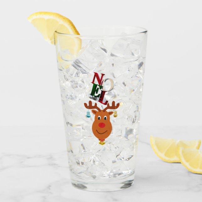 Noel Deer Bells Bauble Rudolf Snowflakes Christmas Glass (Front Ice)