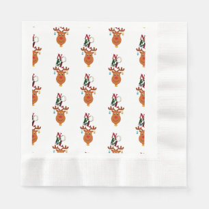Noel Deer Bells Bauble Rudolf Snowflakes Christmas Napkin