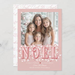 Noel Elegant Blush Pink Photo Christmas Card