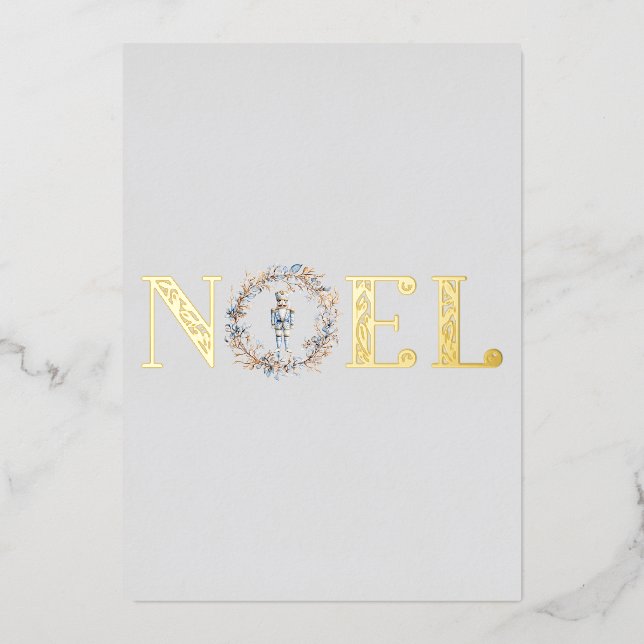 Noel Elegant Christmas Nutcracker Ballet Photo Foil Holiday Card (Front)
