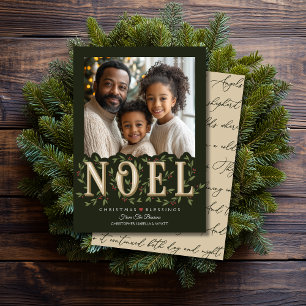 Noel Elegant Green Photo Christmas Card