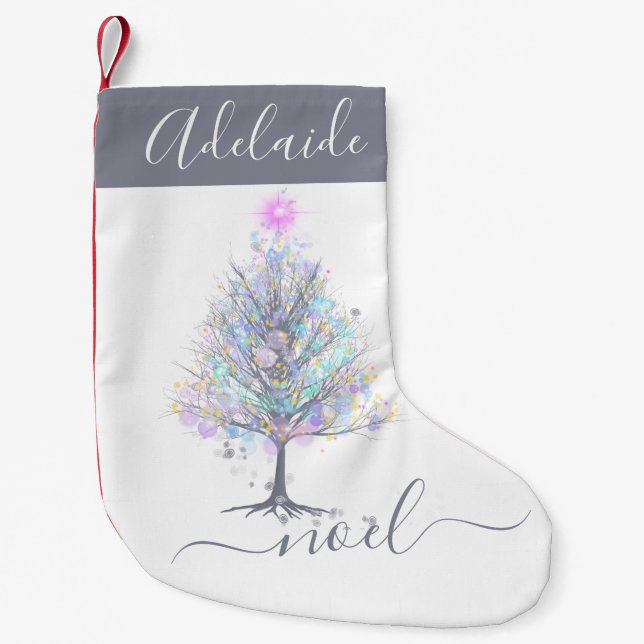 Noel elegant pastel christmas tree small christmas stocking (Front)