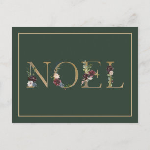 Noel Floral Text Holiday Greeting Postcard