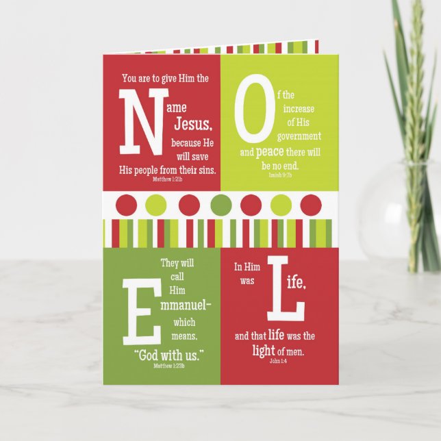 NOEL Folded Scripture Christmas Card-BLANK Inside Holiday Card (Front)