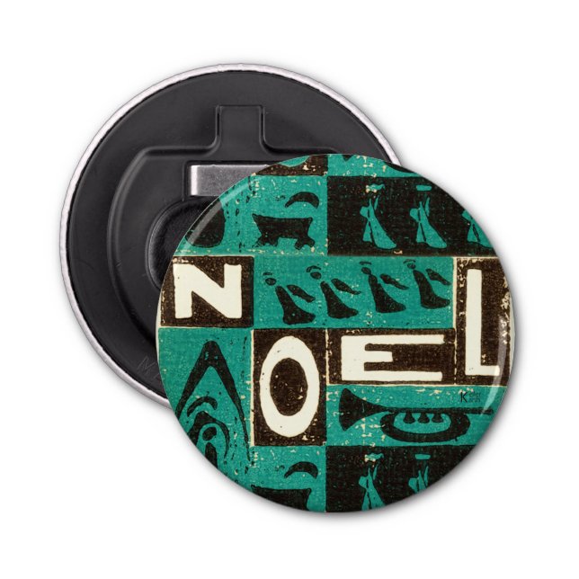 Noel Green Block Print Bottle Opener (Front)