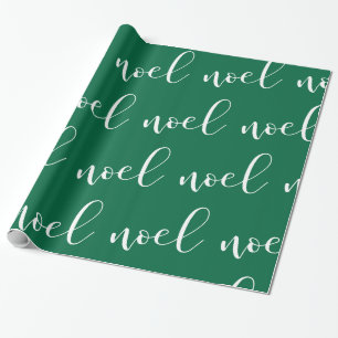 Noel   Green Christmas Script Wrapping Paper