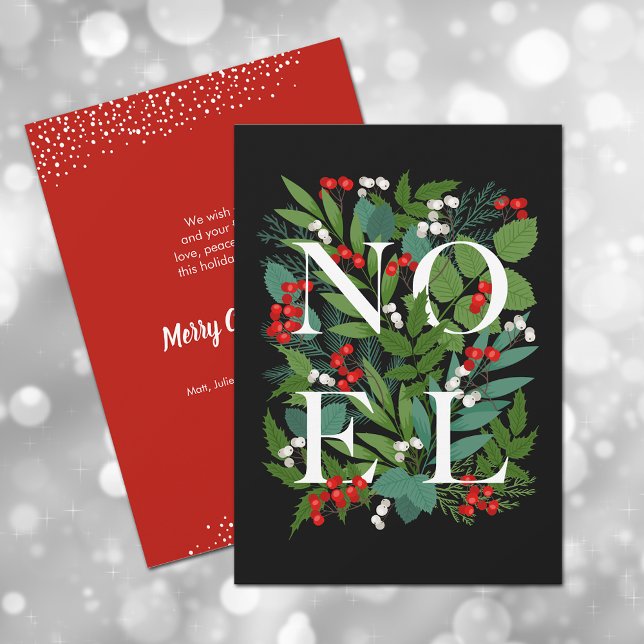 NOEL Greenery Berries Holiday Card (Creator Uploaded)