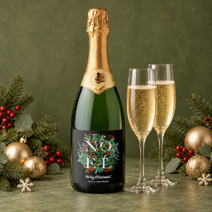 NOEL Greenery Berries Holiday Sparkling Wine Label