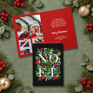NOEL Greenery Berries Photo Card