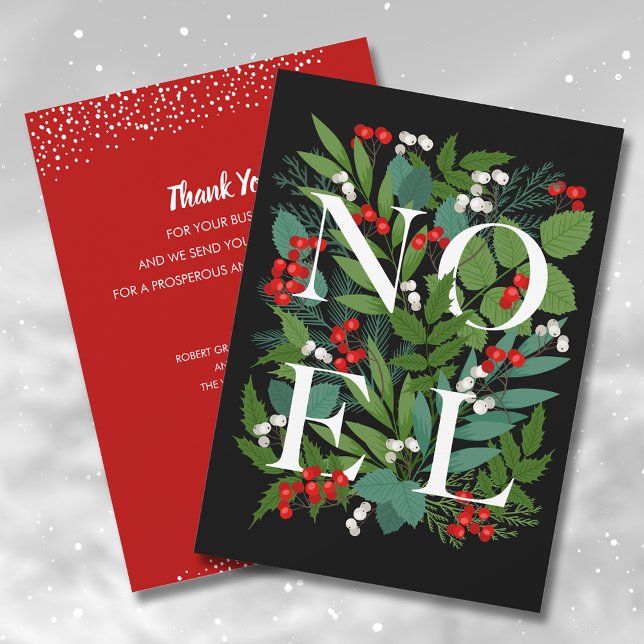 NOEL Greenery Business Thank You Holiday Card (Creator Uploaded)