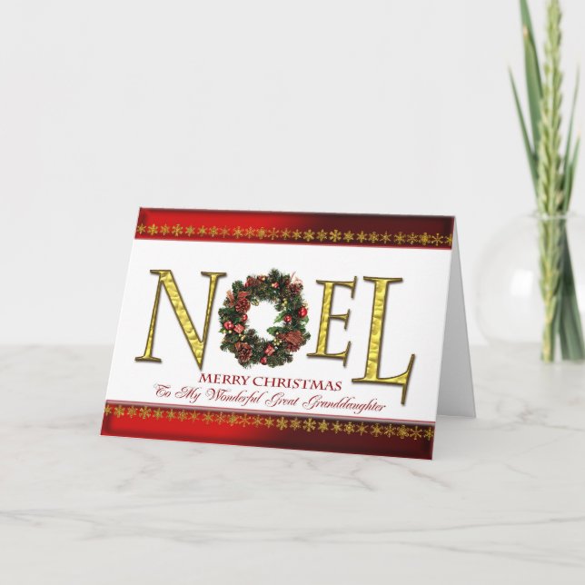 Noel greetings for Great Granddaughter Holiday Card (Front)