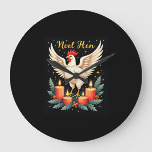 Noel Hen Chicken Large Clock