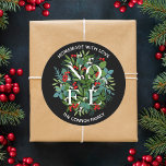 NOEL Holly Berries Homemade Christmas Classic Round Sticker<br><div class="desc">Homemade with Love personalised round stickers feature the word NOEL among elegant leaves and berries with your name and greeting in chic white lettering. MATCHING items in our store.</div>