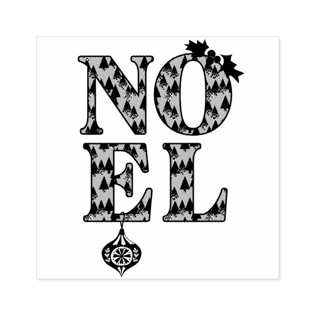 NOEL in a Christmas Tree Pattern  Rubber Stamp (Imprint)