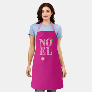 NOEL in a Pink Christmas Tree Pattern Apron