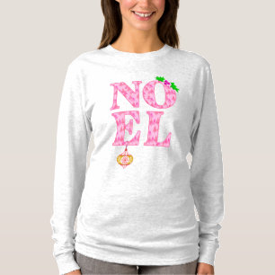 NOEL in a Pink Christmas Tree Pattern  T-Shirt