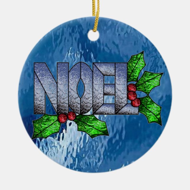 Noel in Stained Glass Ceramic Tree Decoration (Front)