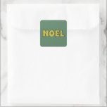 Noel Lime Green 1970s Retro Lettering Square Sticker<br><div class="desc">Add some cheer to holiday gifts or use these stickers as envelope seals on your Christmas cards. They feature the slogan "NOEL" spelled out in retro style lime green lettering against a dark green background.</div>