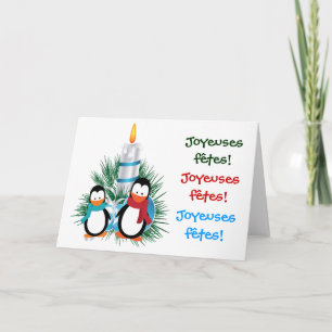 Noël manchots et bougie cartes holiday card