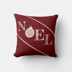 Noel Maroon Holiday Throw Pillow