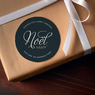 NOEL Merry Christmas Personalised Classic Round Sticker