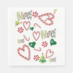 Noel, Merry Christmas Santa Napkins