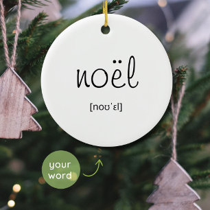Noël Minimal White Christmas Tree Elegant Script Ceramic Ornament