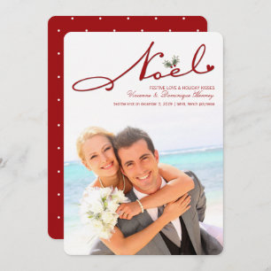 Noel Mistletoe First Christmas Wedding Photo Invitation
