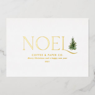 Noel modern business Christmas  Foil Holiday Card