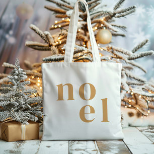 Noel Modern Gold Stylish Minimalist Christmas Tote Bag