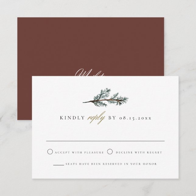 NOEL Modern Rustic Winter Christmas Pine RSVP Card (Front/Back)