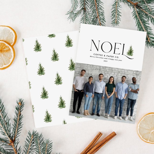 Noel modern typography 1 photo corporate holiday card (Creator Uploaded)