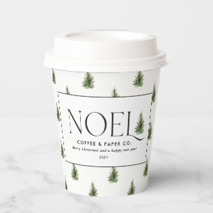 Noel modern typography business Christmas Holiday Paper Cups