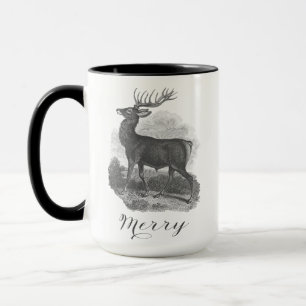 Noel mug with an beautiful antique deer etching.