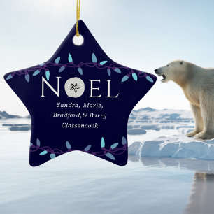 Noel Navy Blue Sand Dollar Nautical Christmas     Ceramic Ornament