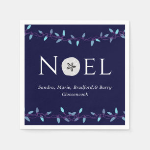 Noel Navy Blue Sand Dollar Nautical Christmas  Napkin