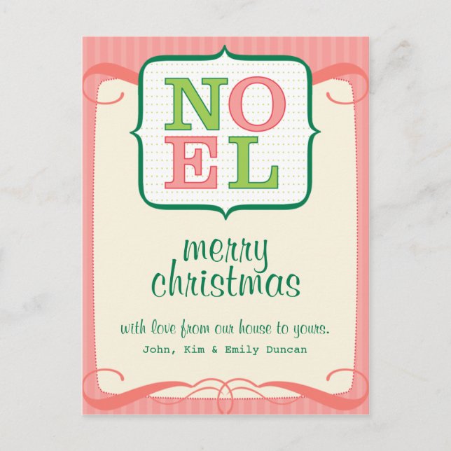 Noel Personalised Christmas Postcard (Front)