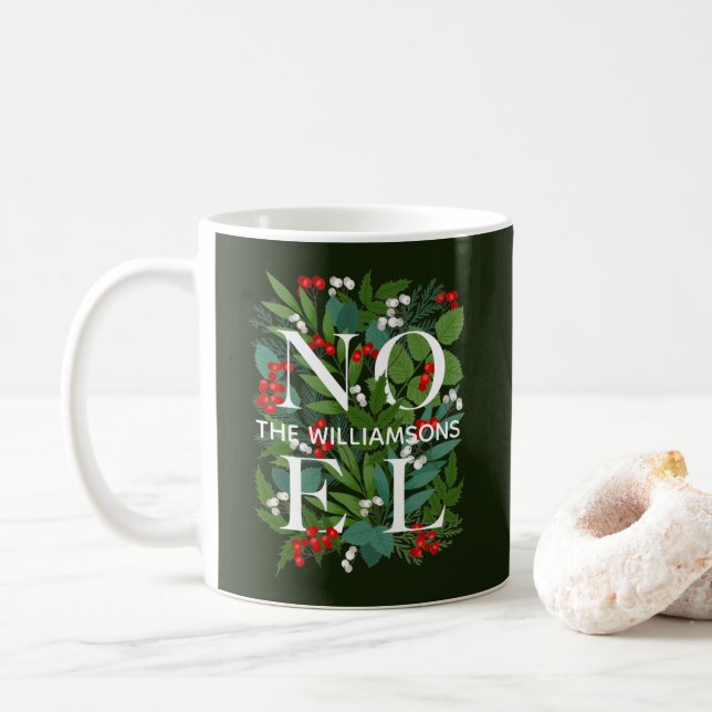 NOEL Personalised Family Name Christmas Coffee Mug (With Donut)