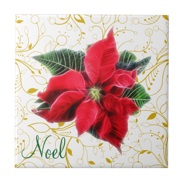 Noel Poinsettia Tile (Front)