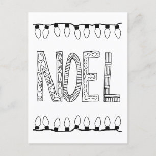 NOEL Postcard for Colouring Fun