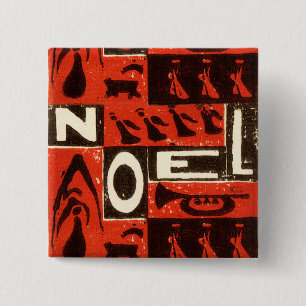 Noel Red 15 Cm Square Badge
