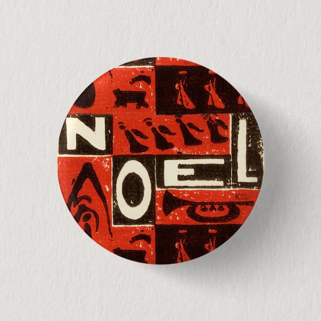 Noel Red 3 Cm Round Badge (Front)